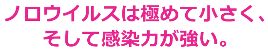 ノロウイルスは極めて小さく、そして感染力が強い。